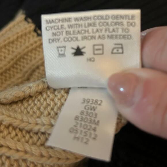 Hanna Andersson Wool-Blend Cable Knit Sweater Women's Medium Navy Beige Preppy - Picture 5 of 5